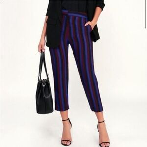 Lulu's blue / wine / black striped trousers XS